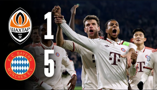 Bayern Munich trút “cơn mưa” bàn thắng vào lưới Shakhtar Donetsk