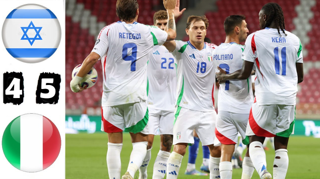 Italia đánh bại Israel trong “cơn mưa” bàn thắng