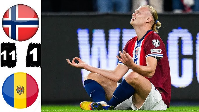 Haaland ghi 5 bàn, Na Uy huỷ diệt Moldova với tỷ số không tưởng